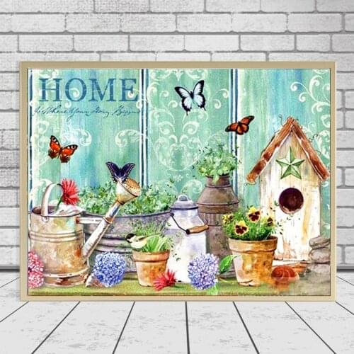 New hot AB diamond DIY diamond painting garden old-fashioned water bottle full diamond embroidery rhinestone mosaic handmade