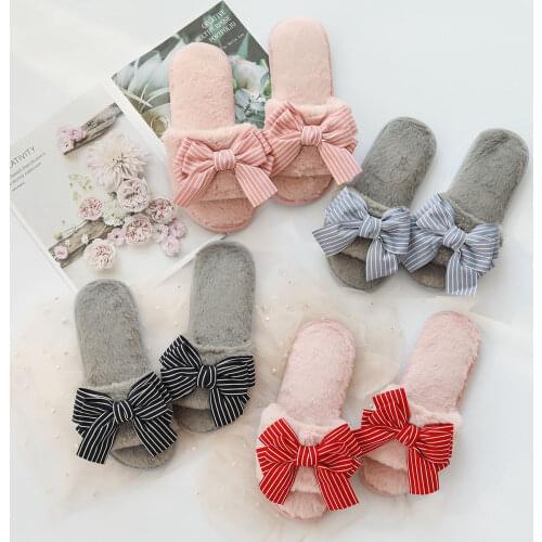 Spring and Autumn New Beautiful Multicolor Bow Indoor and Outdoor Home Soft Leisure Antiskid Womens Slippers