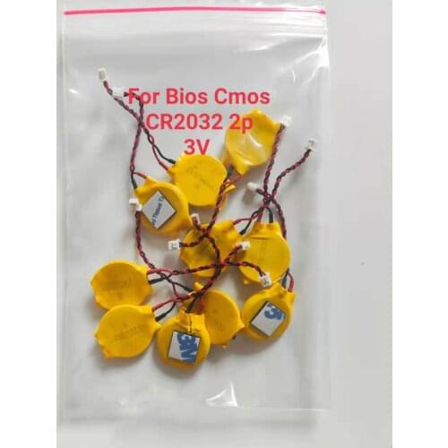 New Original10pcs/ Notebook BIOS CMOS battery -laptop battery CR2032 2P motherboard battery with wire 3V With adhesive 230MAH