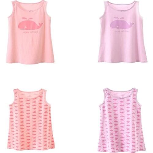 Girls Clothing Nightdress Teens Cartoon Whale Sleeveless Dress Baby Vest Dress Pure Cotton Princess Kids Children Homeclothes