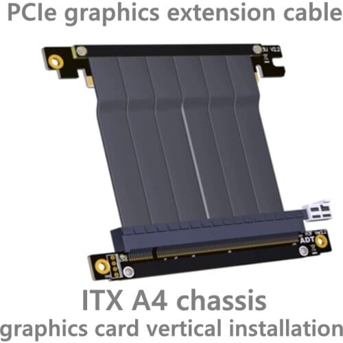 PCIE 3.0 Cable PC-e 16X to x16 adapter Cable graphics video cards extension 90 Degree Angled design for ITX motherboard chassis