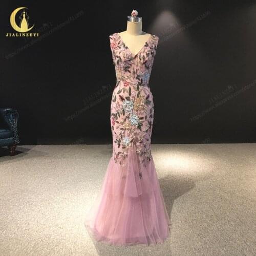Rhine real Pictures Marchesa Purple Colorful Beads Mermaid V Neck evening dresses long vestidos dresses for women 2020