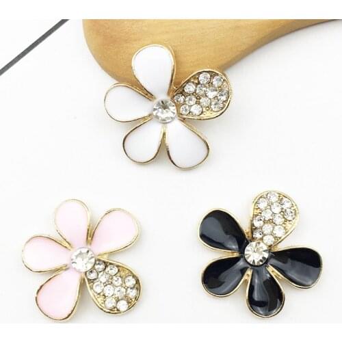 New 10PCS Oil Drop Rhinestone Core Flower DIY Jewelry Bracelet Necklace Pendant Charms Gold Tone Enamel Floating Charm YZ383