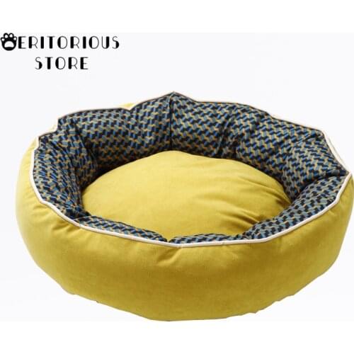 Movable Washable Pet Dog Bed Indoor Warm Kennel House Pet Cat Kennel Soft Comfortable Sleeping Cat Sleeping Round Bed Sofa Mats