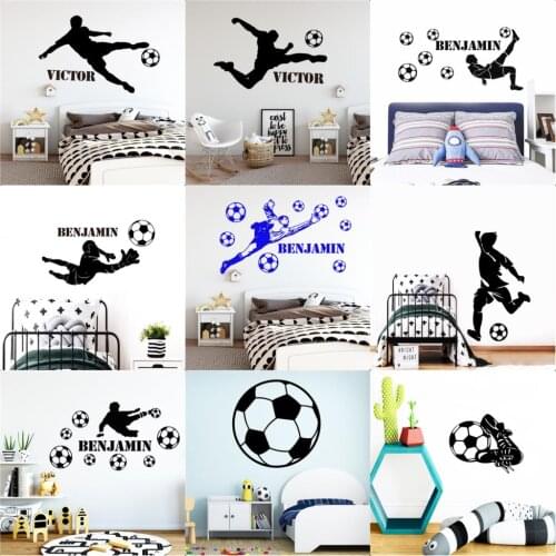 Custom Name Football Wall Sticker Vinyl Wall Art Wall Paper Decor For Kids Room Boys Room Bedroom Decoration Decal Mural