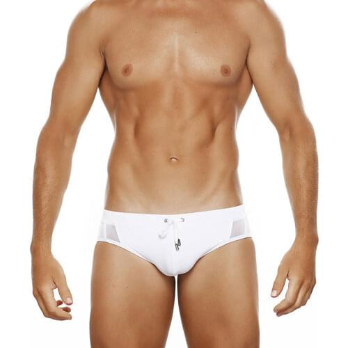 UXH Padded Mesh White Swim Briefs Push-Up Sexy Swimwear Men Swimming Briefs Surf Beach Shorts Mayo Sungas De Praia Homens