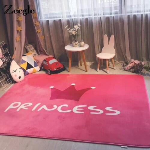 Zeegle Modern Rug for Living Room Soft Area Rug Pink Princess Pattern Kids Bedroom Carpet Anti-Slip Child Room Rug Baby Play Mat