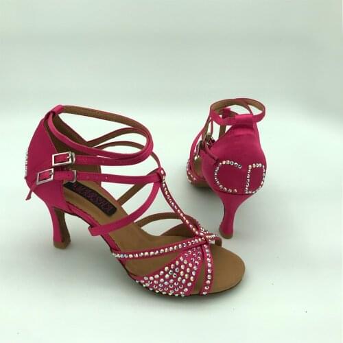 Rhinestone Latin Dance Shoes For women Salsa shoes pratice shoes comfortable latin shoes MS6232RRH low heel high heel