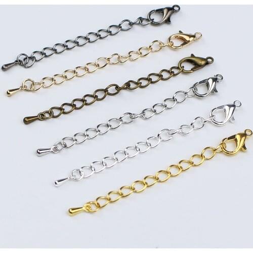 20pcs/lot 50mm 70mm Extended Extension Chain with Lobster Clasps Connectors For DIY Bracelet Necklace Jewelry Making Findings