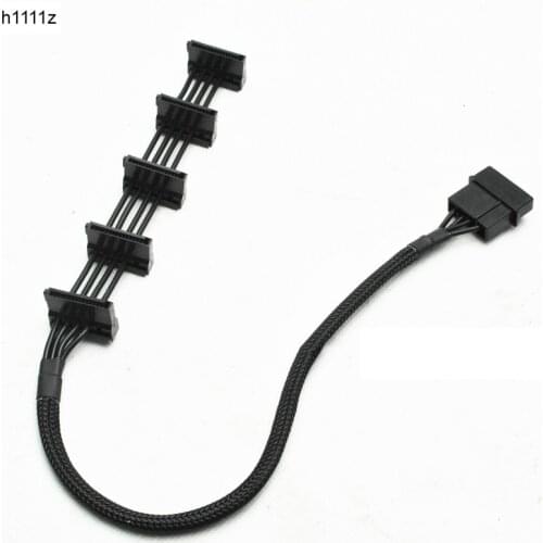 High Quality 1 Pcs Practical Durable PC Server 4 pins IDE Molex 1 to 5 SATA Power Cable Adapter Splitter Cables 18AWG Black 40cm