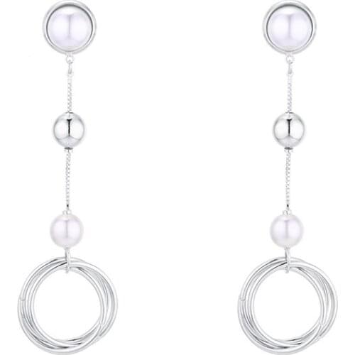 TONGKWOK Bohemia Exaggeration Dangle Earrings For Women Silk Thread Tassel Metal Long Chandelier Earrings # 136824