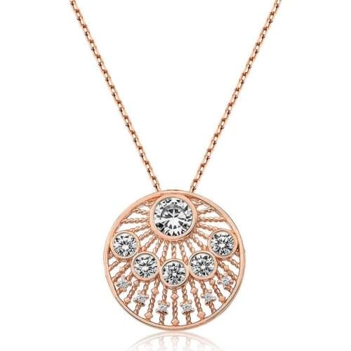 Real Silver 925 Jewelry Silver Ethnic Pattern Rose Lady Necklace