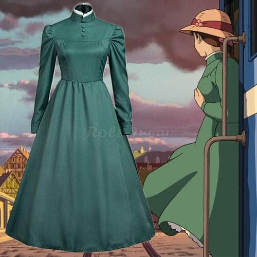 S-2XL Howls Moving Castle Sophie Hatter Wizard Howl Group of Character Cosplay Costume Halloween Party Women Maid Dress C78M286