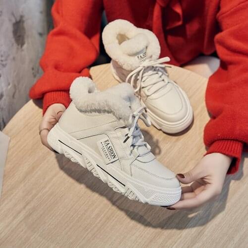 Winter Snow Boots Women Genuine Leather Fleece Hiking Boots Outdoor Sports Sneakers Shoes Trekking Snowproof Walking Boots