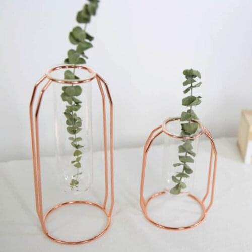 1 Set Stile nordico In Ferro Vetro Semplice Arte Vaso di Forma Geometrica Vaso Lusso Decorate Della Casa Camera Letto Accessori