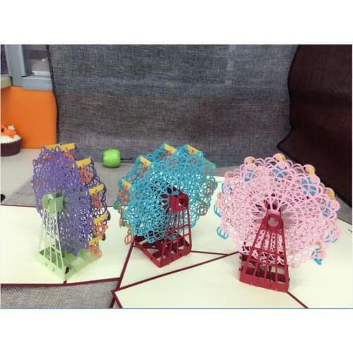 1pcs Sample 3 Colors Laser Cut 3D Handmade Pop Up Greeting Cards Postcard Kirigami Thanksgiving Day Christmas Birthday Gifts