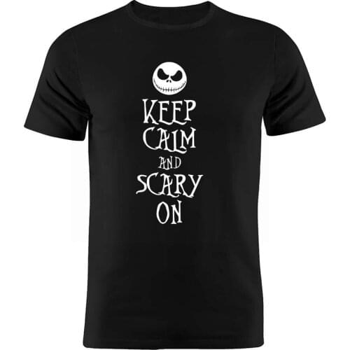 100% Cotton Unisex T Shirt Keep Calm & Scary On Funny Joke Tee