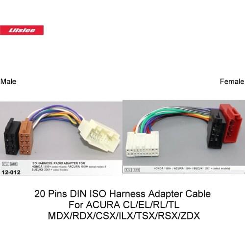 20 Pins DIN ISO Harness Adapter Cable For ACURA CL/EL/RL/TL/MDX/RDX/CSX/ILX/TSX/RSX/ZDX
