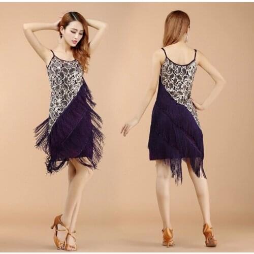 2016 Nice Latin Dance Costumes for Dancer Sexy Sequins Tassels Dance Wears Rumba/Samba/Tango Dancing Clothing