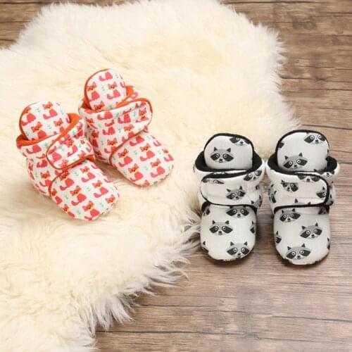 2020 Fashion Baby Boy Cartoon Print Warm Shoes Cotton Shoes Soft Bottom Frist Walking Shoes