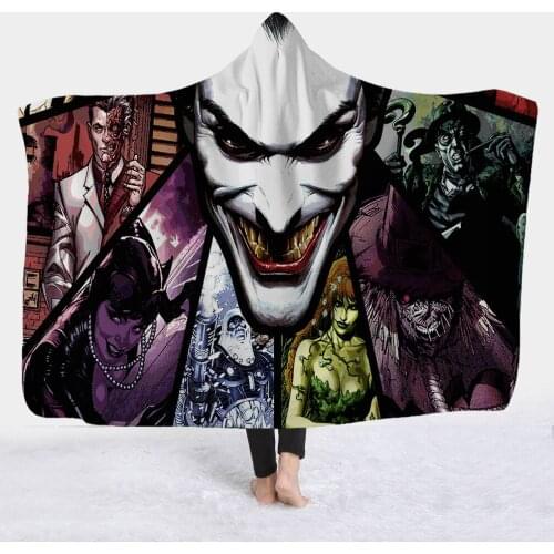Movie Character Horror 3D Hooded Blanket for Adult Gothic Halloween Killers Sherpa Fleece Wearable Throw Blanket Microfiber Soft