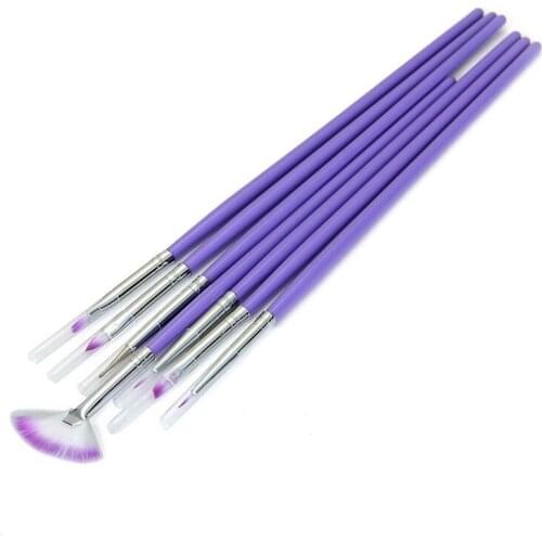 7x Acrylic UV Gel Nail Brush Set Gel Brush Brush Nail Art Design Pen Brush Purple