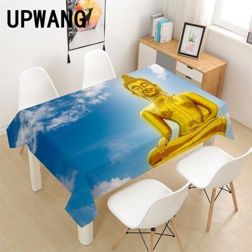 Buddha Tablecloth 3D Printed Table Cover Rectangular Tablecloth Wedding Birthday Party Kitchen Home Decor