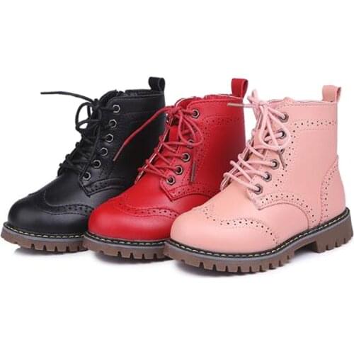 Kids Martin PU Leather Boots for Girls Fashionable Style Cool Shoes Anti-slip Warm Waterproof Party Casual Boots