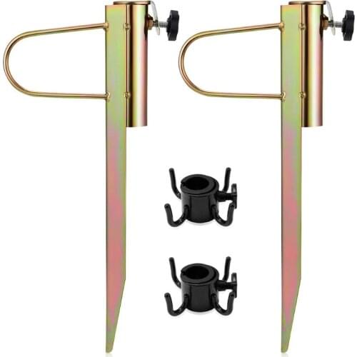 Ground Spike Double U-Shaped Parasol Holder Fixed Clip Lawn Spike for Parasols Umbrella Stand Clamp for Parasols Flags