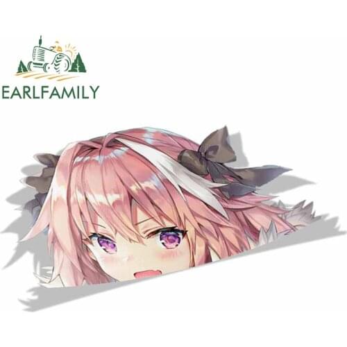 EARLFAMILY 13cm x 7.1cm Car Stickers for Astolfo Fate Grand Order Peeker Peek Anime Vinyl JDM Car Styling Cartoon Decal