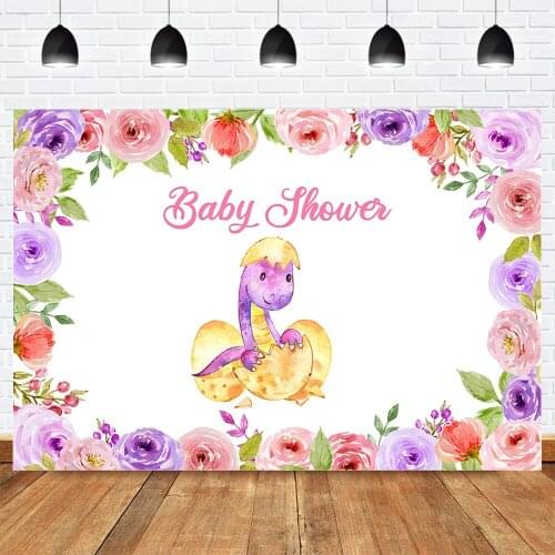 Newborn Dinosaur Baby Backdrop for Photography Floral Baby Shower Background Cartoon Dinosaur Newborn Portrait Supplies Props