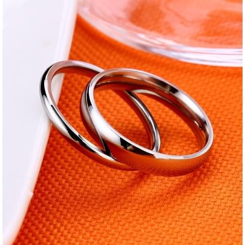 Tigrade Smooth Stainless Steel Couple Rings Silver Color 2/4mm Women Men Lovers Wedding Jewelry Engagement Gifts