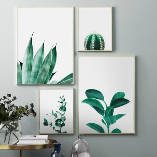 Ins Nordic Green Agave Banana Leaf Cactus Wall Art Canvas Painting Nordic Posters And Prints Wall Pictures For Living Room Decor