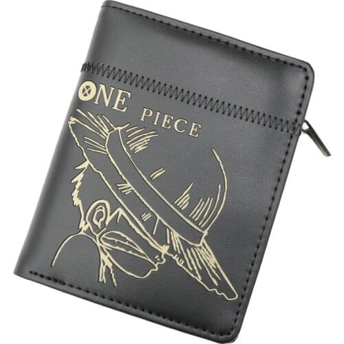 Anime One Piece Monky D Luffy Zipper Wallet Black Short Cion Purse