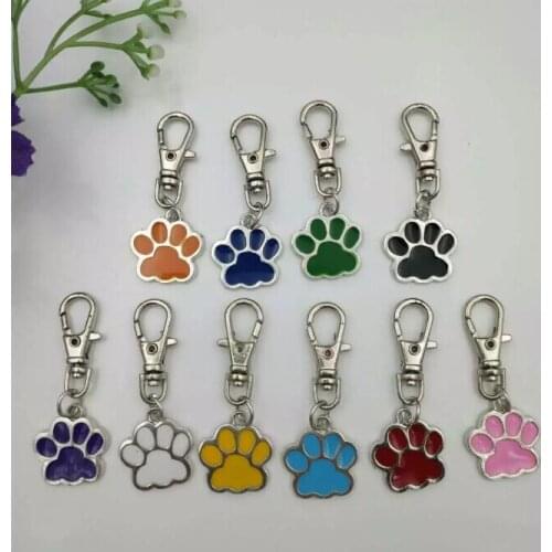 Fashion Vintage " Enamel Cats / Dog Paw Print"Decorative Lobster Swivel Clasp Key Chain Ring Accessories D156