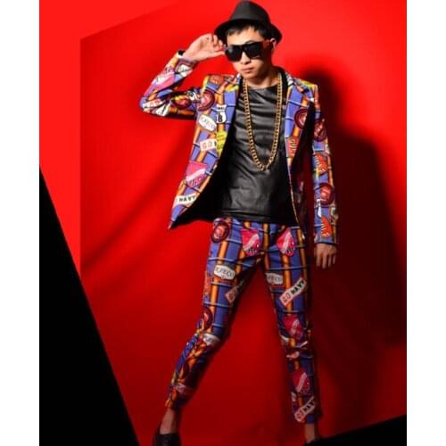 Blazer men suits designs Modern icon visual color jacket mens stage costumes for singers clothes dance star style dress