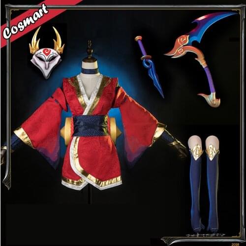 [Customize] Hot Game LOL Red Moon Akali Uniform Dress Cosplay Costume Halloween Party Suit For Women Outfit New