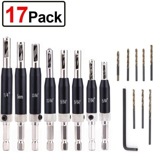 7/8/15/17PCS Self Centering Lock Hinge Drill Bit Set Woodworking Hardware Drawer Pilot Hole Guide Wood Working Tools