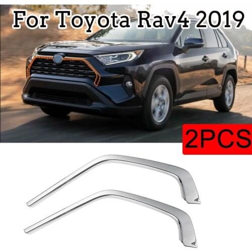 2pcs Car Styling Decals For Toyota RAV4 2019 2020 ABS Chromed Car Front Grill Grille Decorative Cover Trim Strips