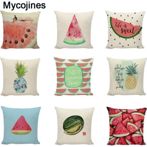 Popular Watermelon Cushion Covers Tropical Fruit Pineapple Throw Pillow Cases Car Trip Decor Dining Chair Pillowcase 45x45cm