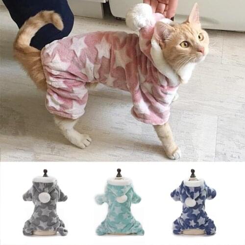 1pc Dog Clothes Pajamas Fleece Jumpsuit Winter Dog Clothing Four Legs Warm Pet Clothing Outfit Small Dog Star Costume