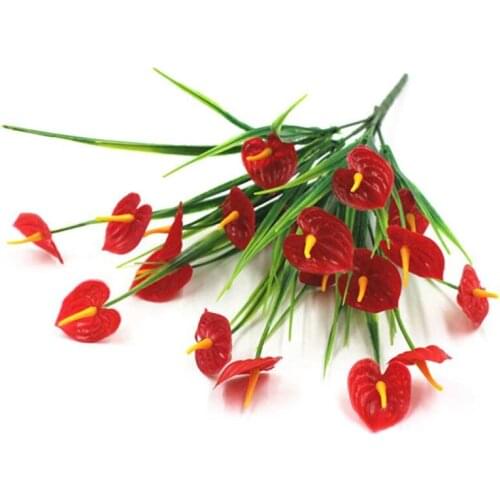 Artificial Plants Plastic Green Grass Fake Plant Decorate Simulation Flowers For Wedding Home Garden Plastic Plant Leaves Flower