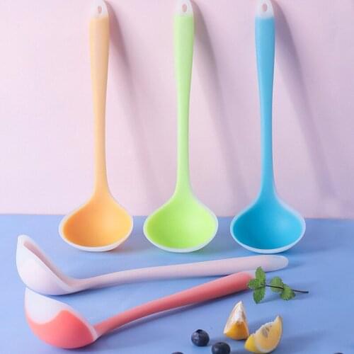 Translucent Silicone Spoon Anti High-Temperature Soup Scoup Nonstick Porridge Spoon Rice Ladle Dinner Scoop Kitchen Cooking Tool