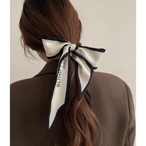 Retro Letter Hair Ribbons Hair Band French Elegant Long Headband Bag Strap Hair Accessories Beautiful Girls Bow Knot Hair Band