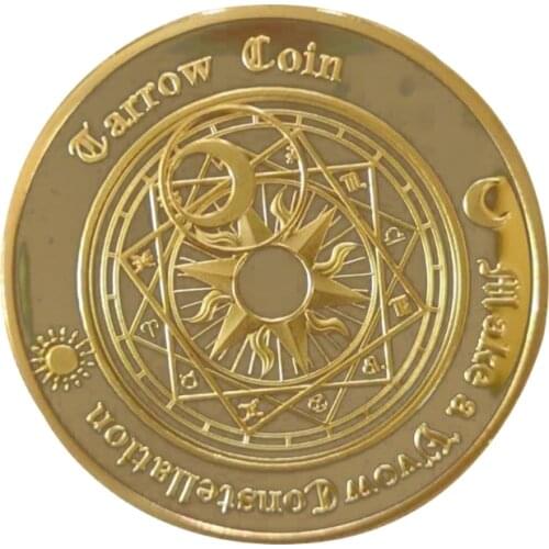 1 Pc Gold Plated Sun Moon Divination Tarot Coin Lucky Constellation Collection Art