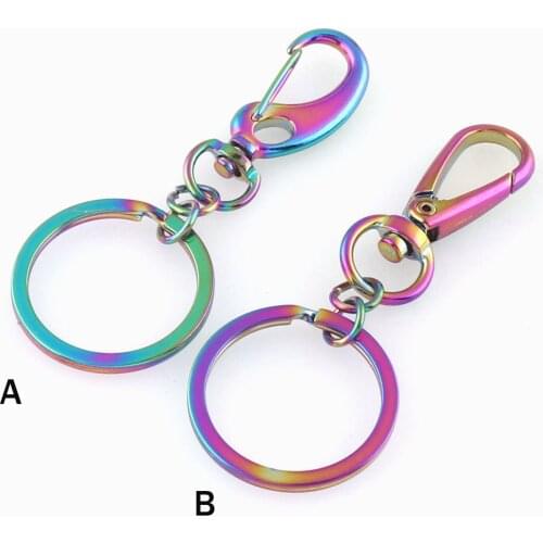 Rainbow Swivel Clasp Claw with Key Ring Swivel Lobster Clasp Spring Hook Purse Snap Clasps Handbag Trigger Clasp Jewelry