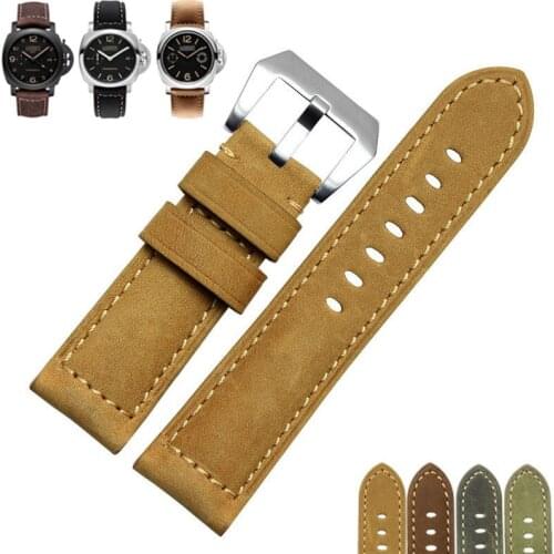 Watch Band For Panerai PAM111 411 LUMINOR Calfskin Retro Frosted Leather Men Watch Strap Watch Accessories Watch Bracelet Belt