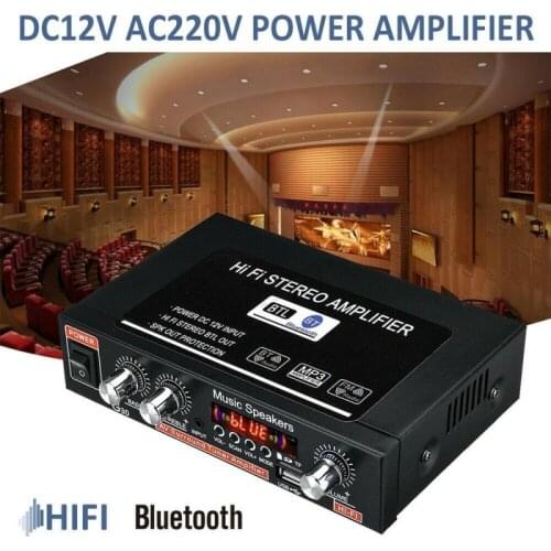 Subwoofer Music Player 220V/110V 12V Bluetooth 4.0 High Performance 2 Channels TF U Disk Remote Control Power Amplifier