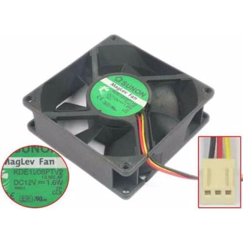 SUNON KDE1208PTV2 13.MS.AF Server Cooling Fan DC 12V 1.6W 80x80x25mm 3-wire