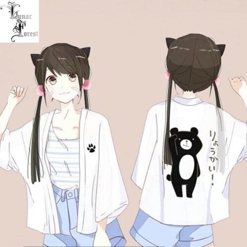 Cute Kuma Ryoukai! 3D Printing Japanese Kimono Haori Yukata Cosplay Fashion Summer Casual Cool Short Sleeve Streetwear